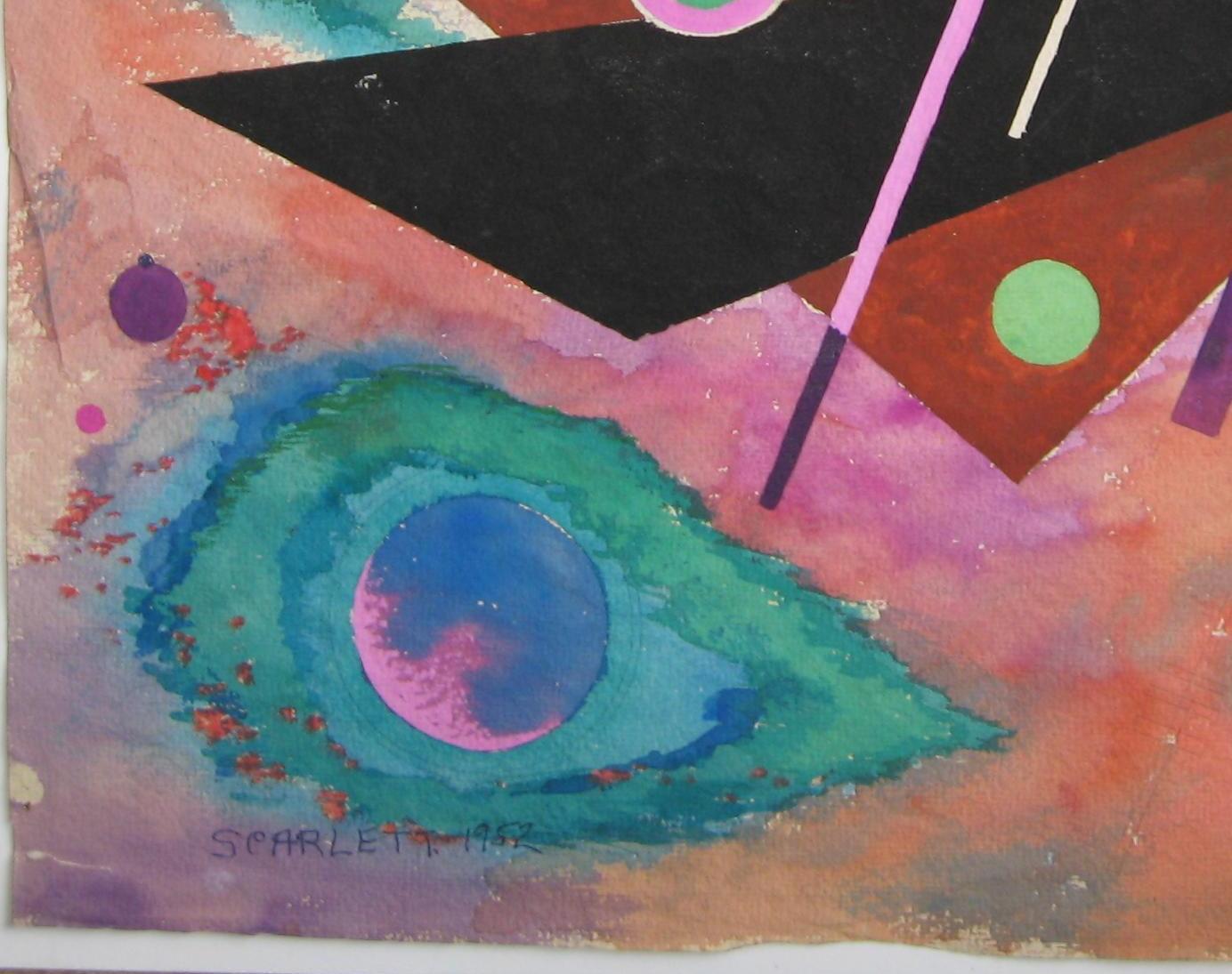 Rolph Scarlett Original-Aquarell, datiert 1952, Geometrische Abstraktion im Angebot 3