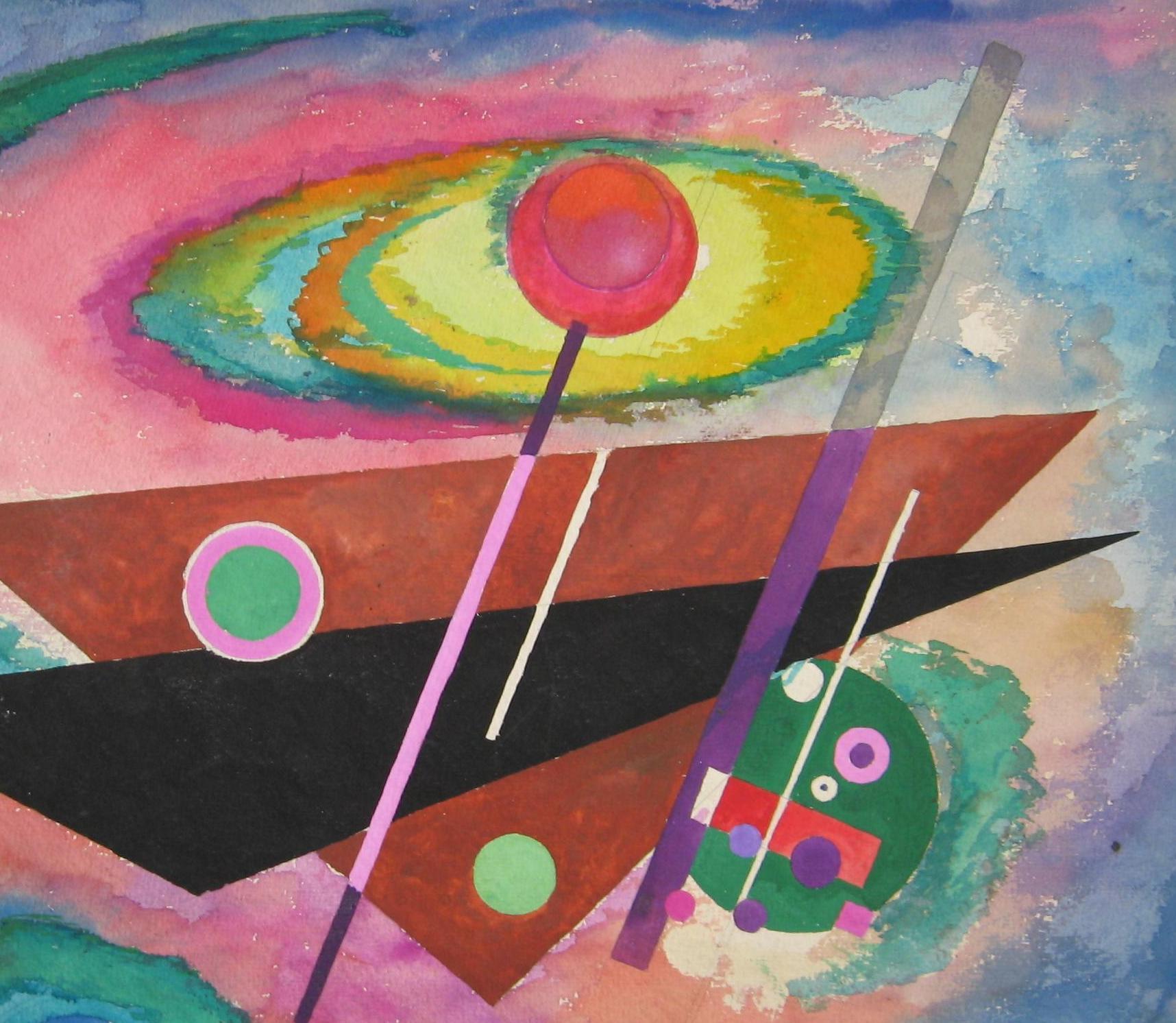 Rolph Scarlett Original-Aquarell, datiert 1952, Geometrische Abstraktion im Angebot 4