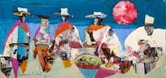 5 Figures, peinture acrylique d'art populaire d'Ernani Silva