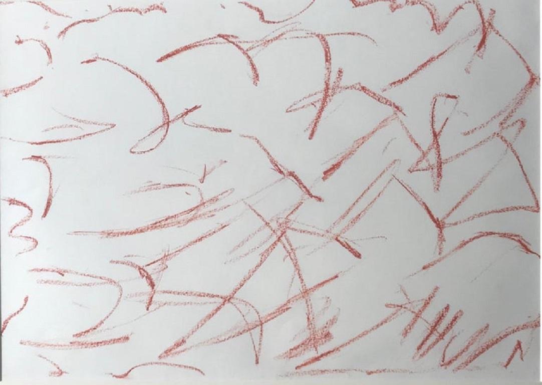 Disegno contemporaneo con gesso rosso in vendita 1
