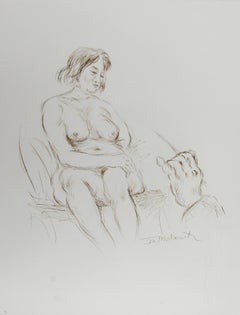 Künstler und Akt Modell - XIV, Moderne Tinte auf Papier von Ira Moskowitz, Künstler und Akt
