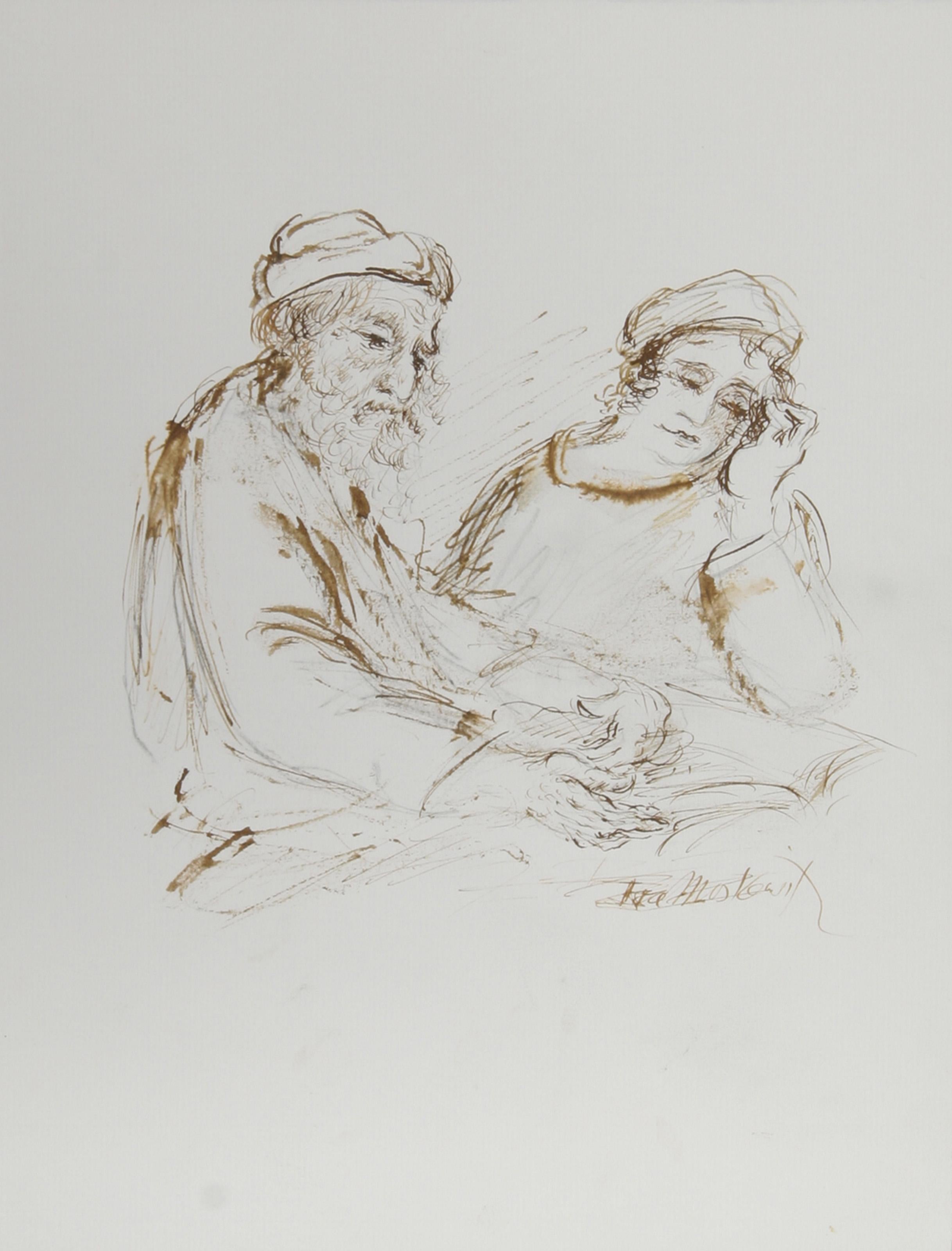Couple - VI, Modern Ink on Paper by Ira Moskowitz