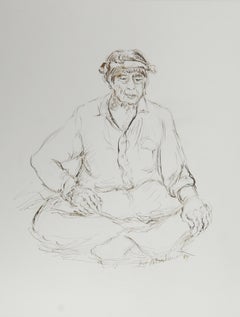 Homme au bandana, encre contemporaine sur papier d'Ira Moskowitz