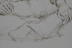 Man with Bandana, Contemporary Ink on Paper by Ira Moskowitz