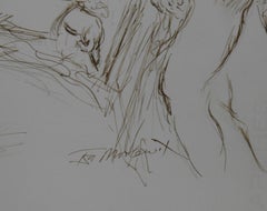 Artist and Nude Model - II, Modern Ink on Paper by Ira Moskowitz