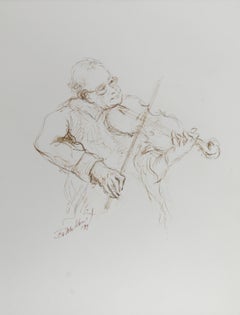 Encre sur papier Folk Art d'Ira Moskowitz - VII