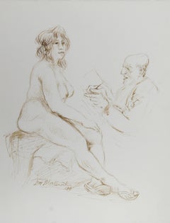 Artiste et nu - VIII, encre moderne sur papier d'Ira Moskowitz