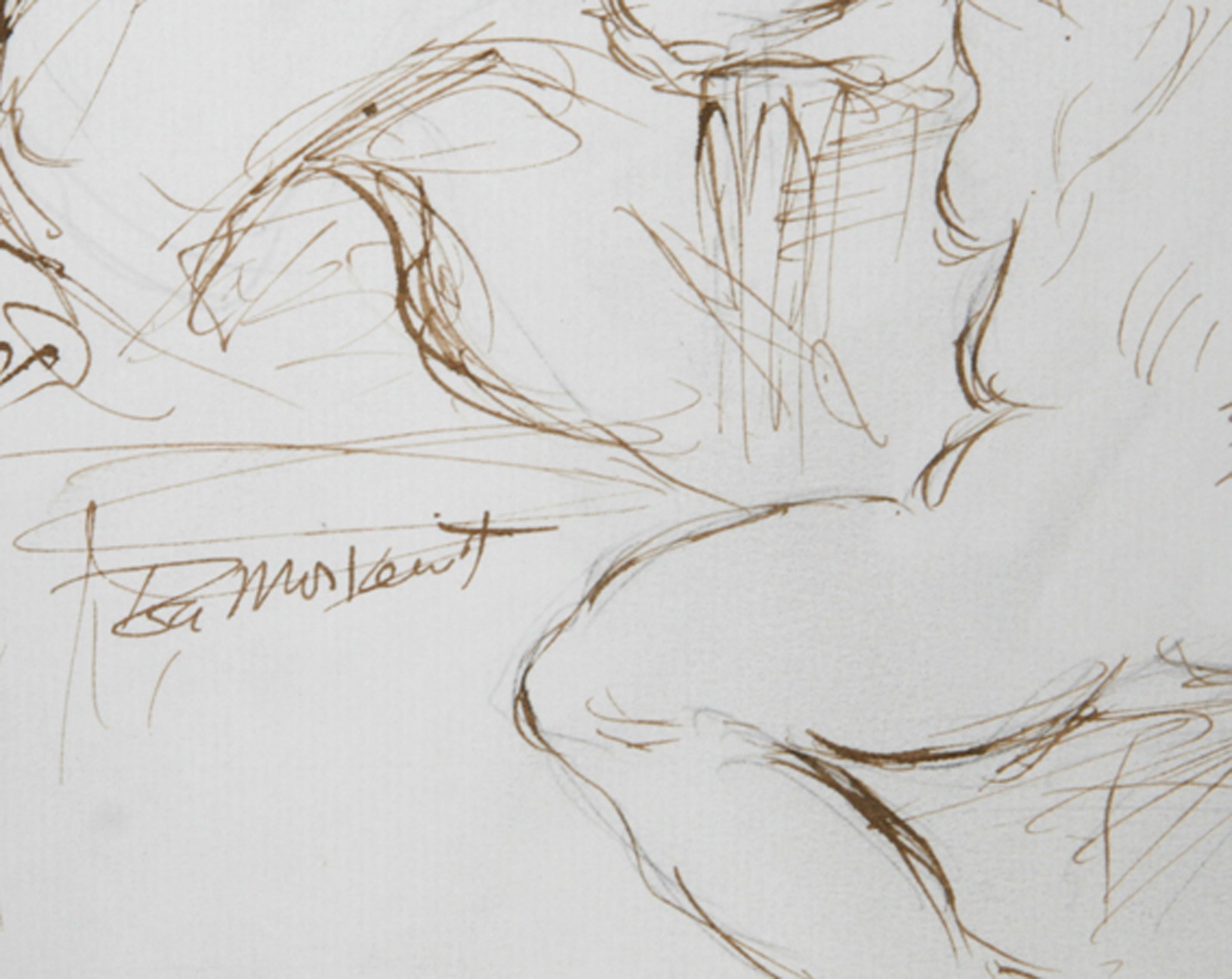 Modèle d'artiste et nu - XVI, encre moderne sur papier d'Ira Moskowitz en vente 1