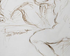 Artist and Nude Model - XVI, Modern Ink on Paper by Ira Moskowitz