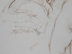 Artist and Nude Model - IV, Modern Ink on Paper by Ira Moskowitz