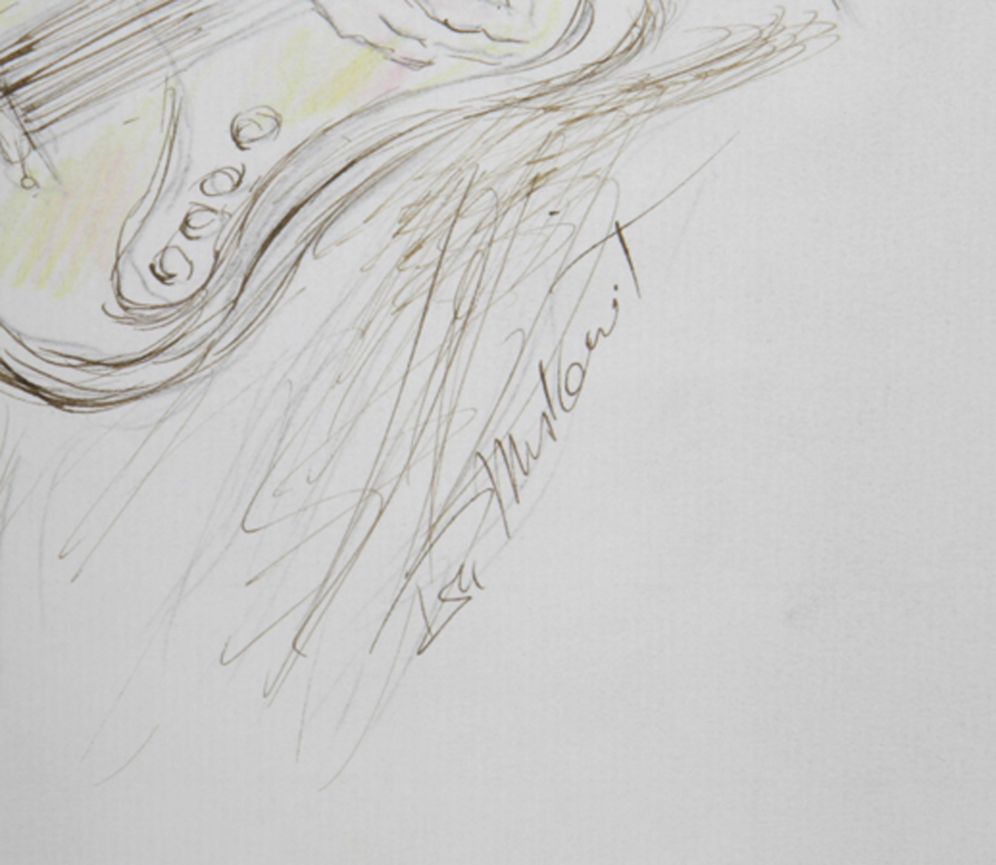 Electric Guitarist - II, Contemporary Ink on Paper by Ira Moskowitz For Sale 1