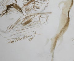 Artist and Nude Model - VI, Modern Ink on Paper by Ira Moskowitz