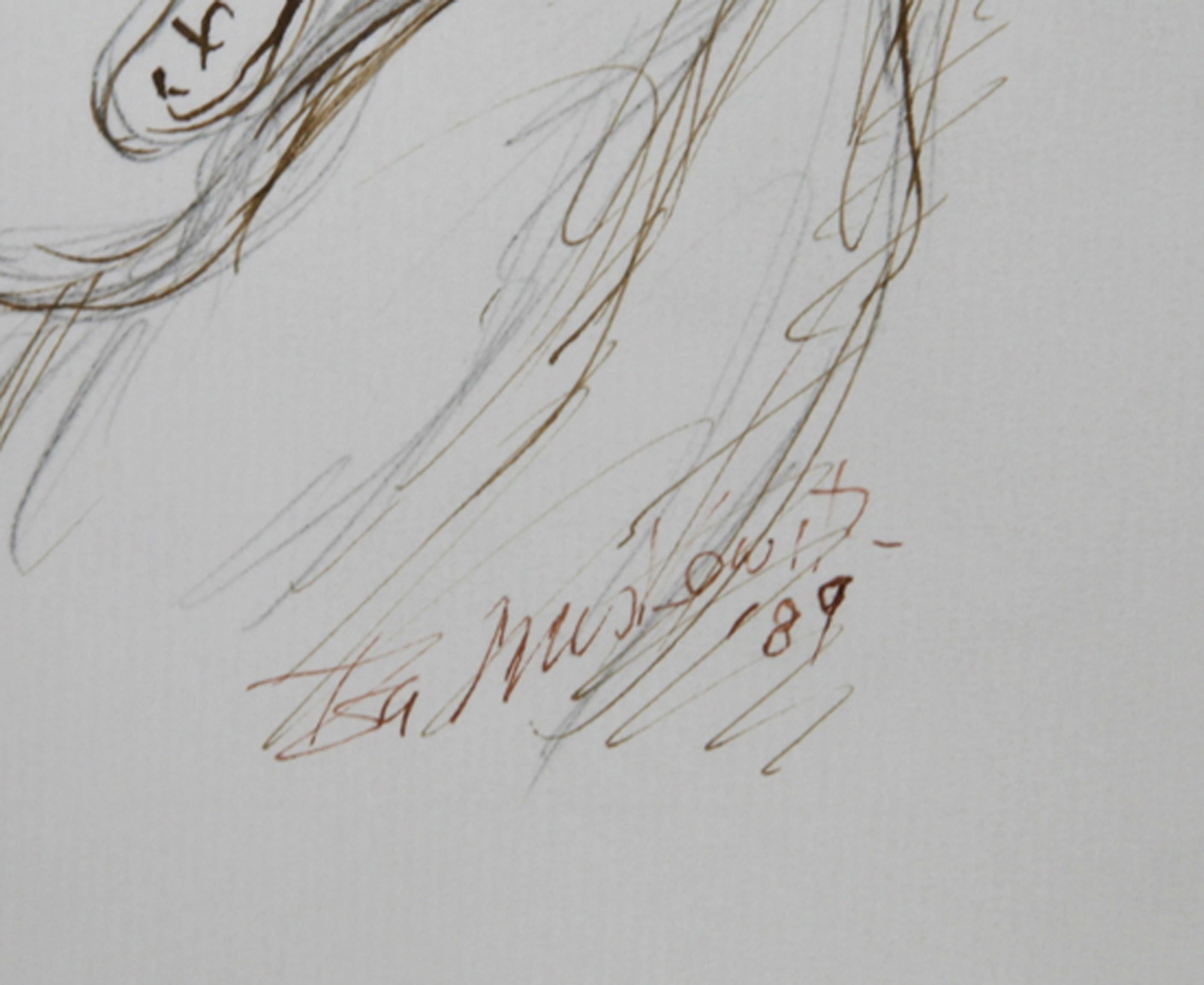Electric Guitarist - I, Contemporary Ink on Paper by Ira Moskowitz For Sale 1