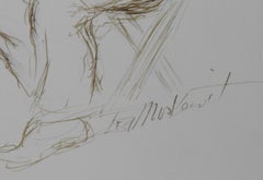 Trumpeter - I, Contemporary Ink and Pastel on Paper by Ira Moskowitz