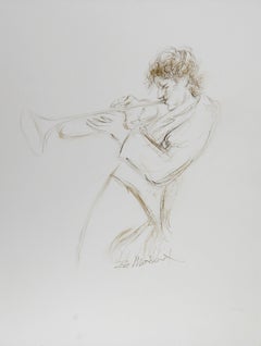 Trompette - II, encre contemporaine sur papier d'Ira Moskowitz