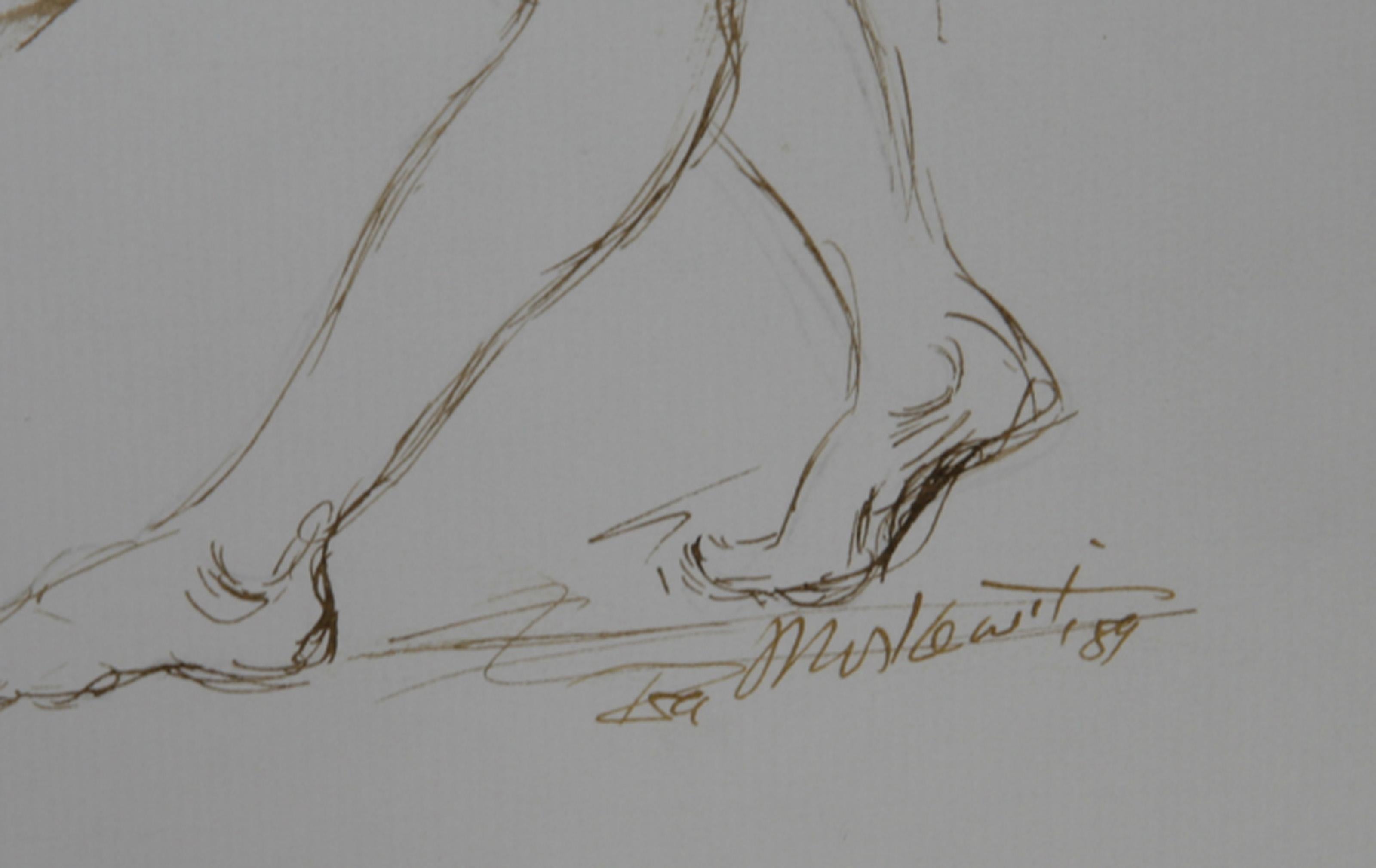 Artista e modella nuda - V, Inchiostro moderno su carta di Ira Moskowitz in vendita 1