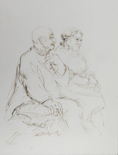 Couple - I, encre moderne sur papier d'Ira Moskowitz