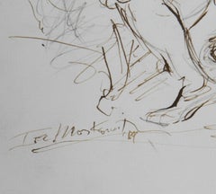 Fiddler - III, Folk Art Ink on Paper by Ira Moskowitz