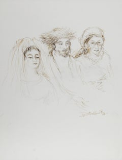 Wedding - I, Folk Art Ink on Paper by Ira Moskowitz