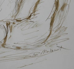 Rabbi with Book - I, Folk Art Ink on Paper by Ira Moskowitz