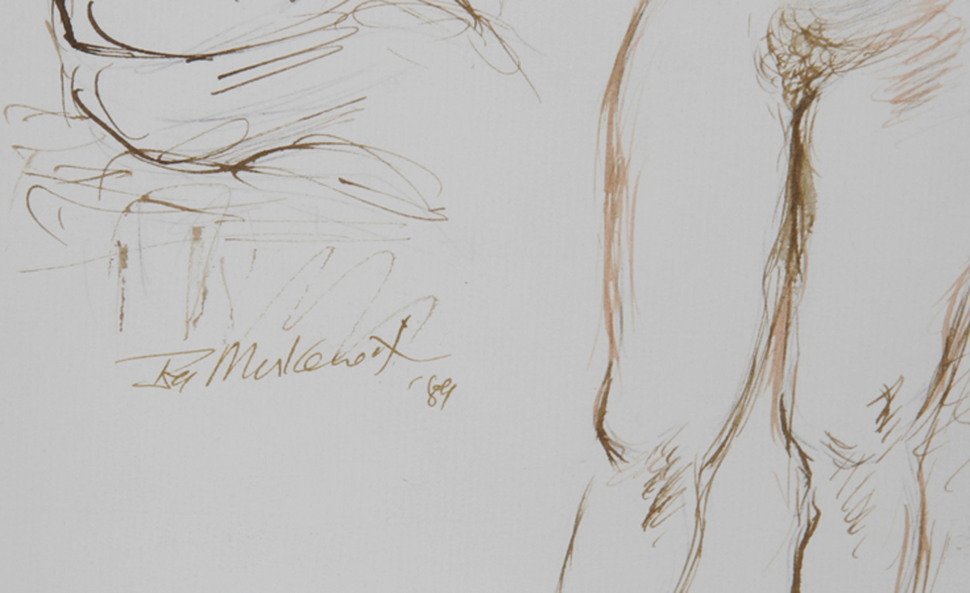 Artista e modella nuda - I, Inchiostro moderno su carta di Ira Moskowitz in vendita 1