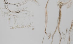 Artist and Nude Model - I, Modern Ink on Paper by Ira Moskowitz