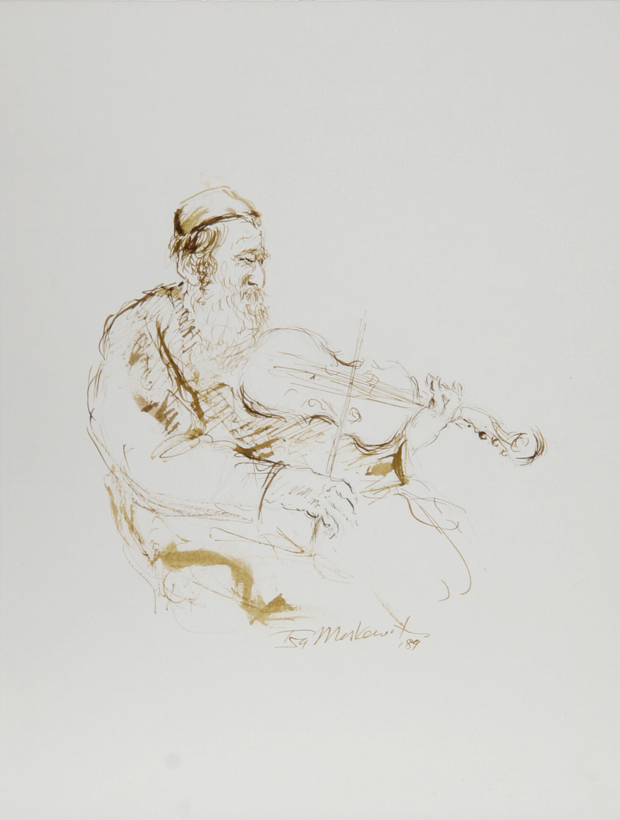 Fiddler - I, Modern Ink on Paper by Ira Moskowitz