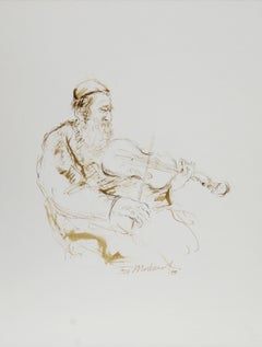 Encre moderne sur papier Fiddler - I d'Ira Moskowitz