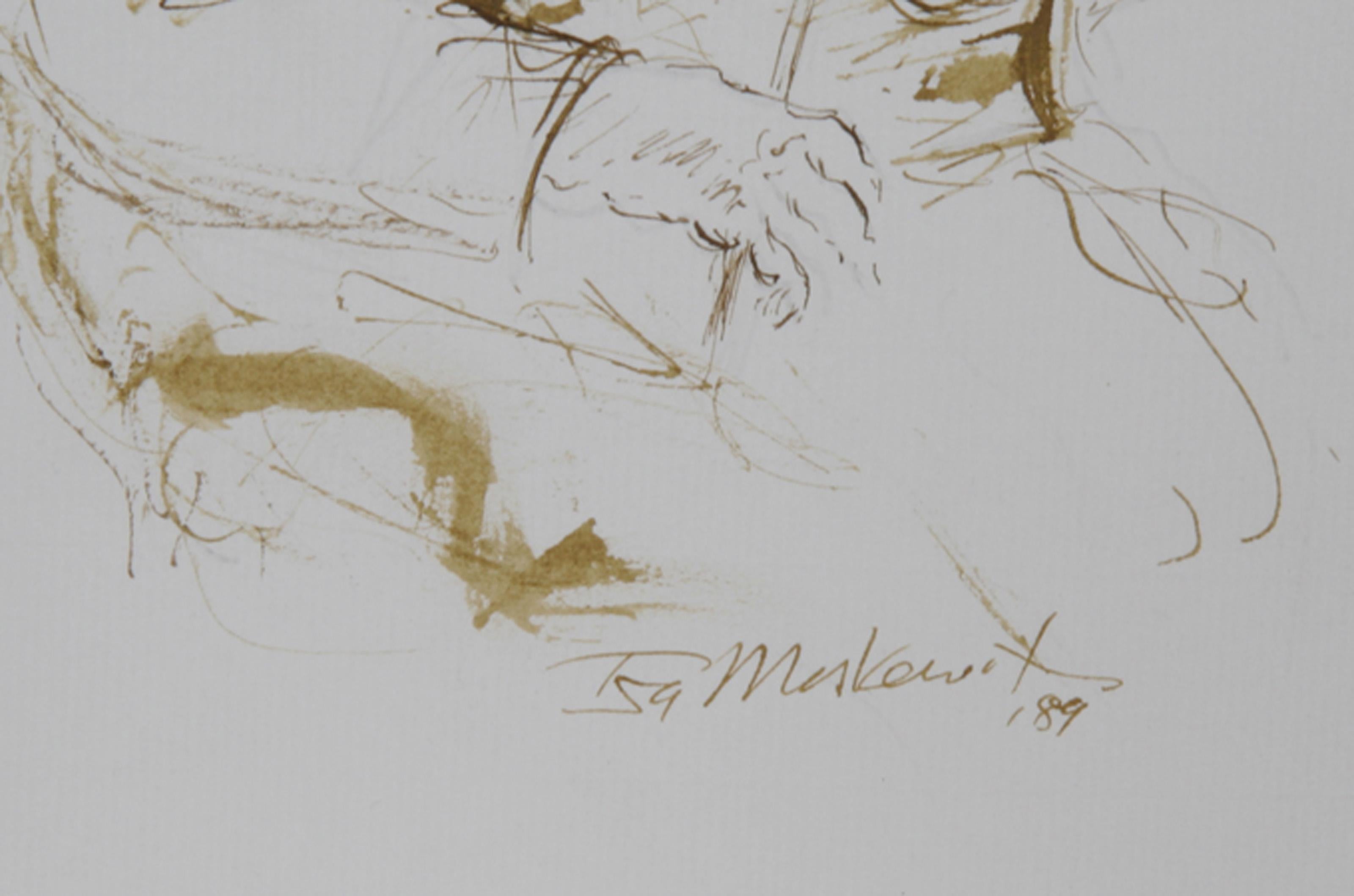 Fiddler - I, Modern Ink on Paper by Ira Moskowitz For Sale 1