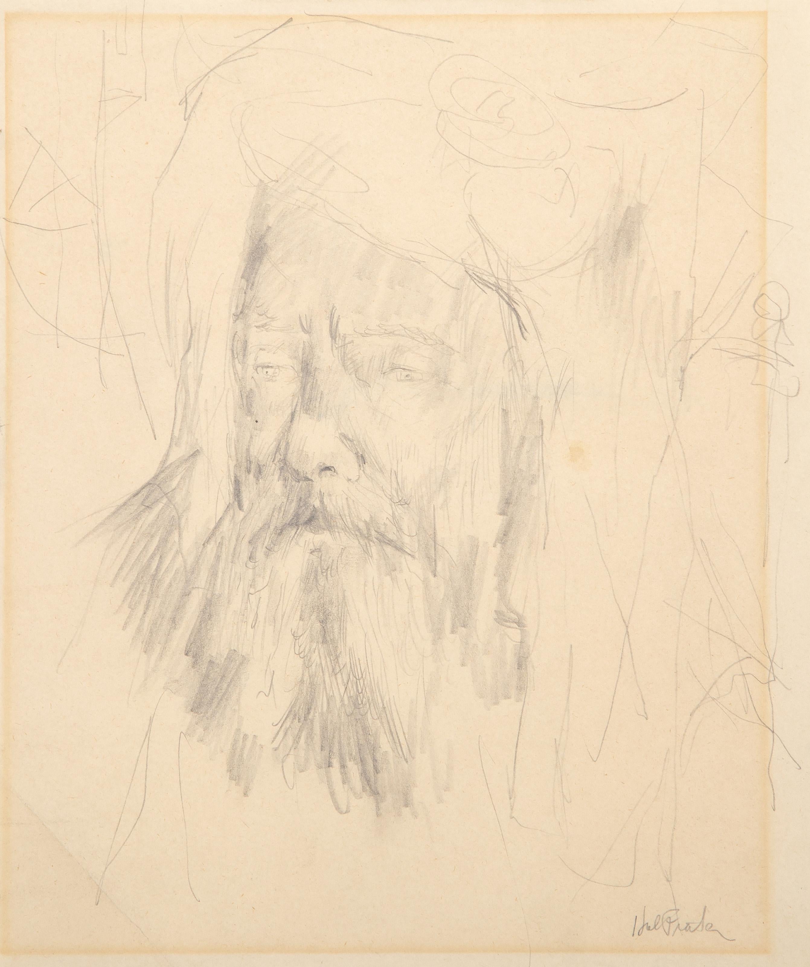 Hal Frater, Americano (1909 - 2008) -  Ritratto di uomo barbuto, Medium: Grafite su carta, firmato in basso a destra, Dimensioni: 11 x 8,5 pollici (27,94 x 21,59 cm) 