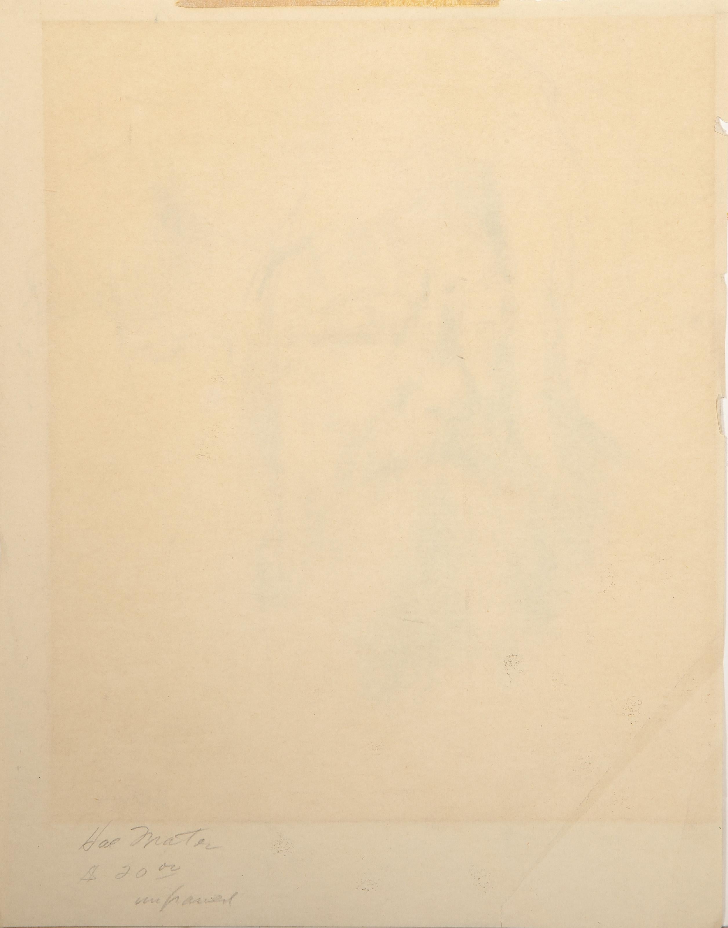 Ritratto di uomo barbuto, grafite impressionista su carta di Hal Frater in vendita 3