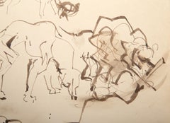 Dog in Motion, Modern Watercolor on Paper by David Fredenthal