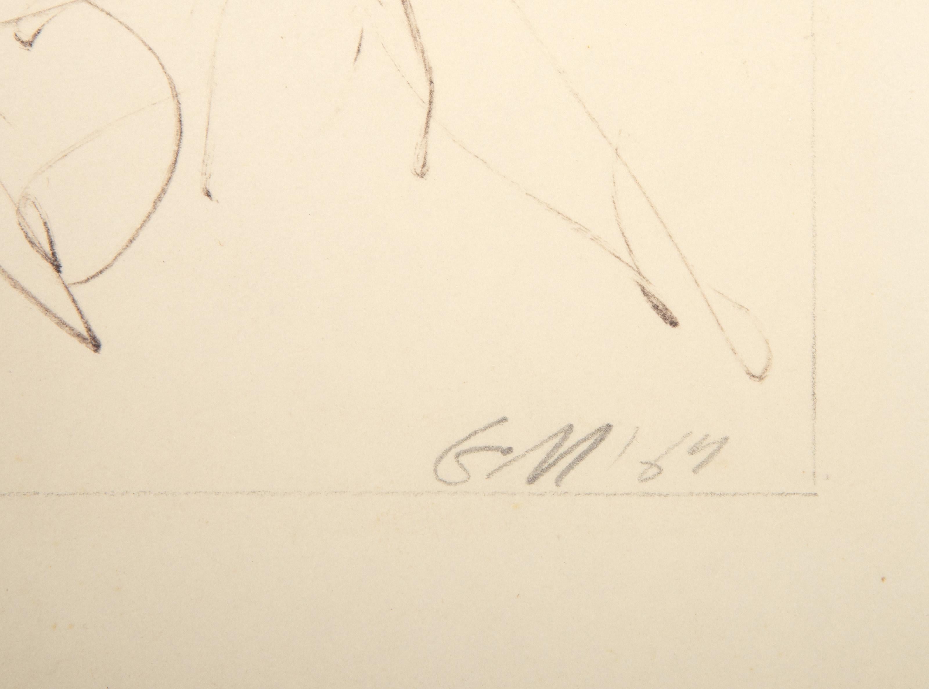 Unbekannter Künstler -  Blume auf einem Feld, Jahr: 1964, Medium: Marker auf Papier, mit Bleistift signiert und datiert, Bildgröße: 14 x 18,5 inches, Größe: 16 x 20 in. (40,64 x 50,8 cm), Beschreibung: Signiert 
