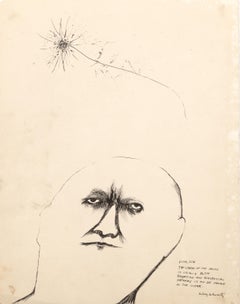 Credo, Surrealistische Tinte auf Papier in Feder von Aubrey Schwartz