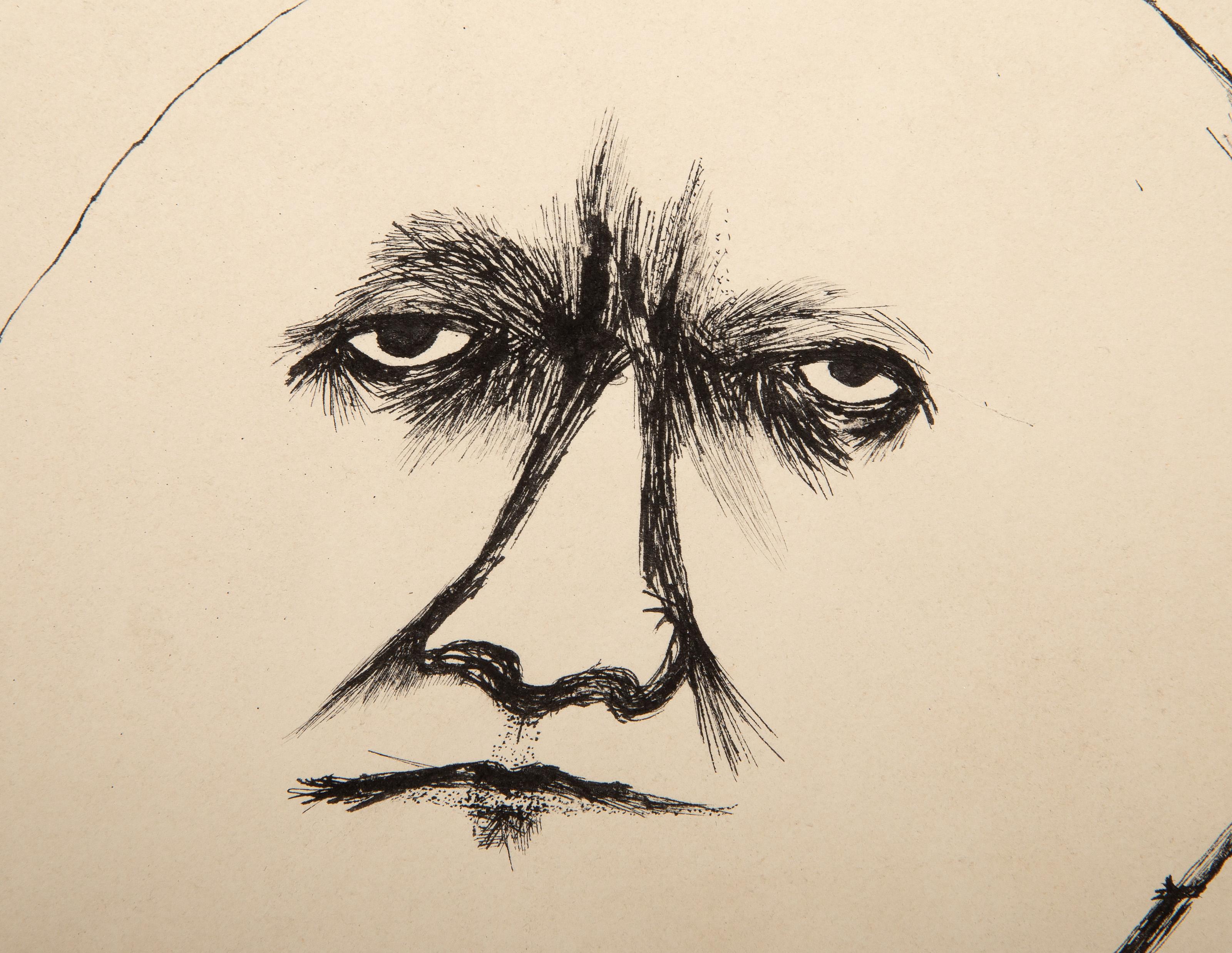 Credo, Surrealistische Tinte auf Papier in Feder von Aubrey Schwartz im Angebot 2
