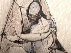 Embrace, Modern Color Pencil, Ink and Acrylic on Paper by Unknown Artist