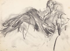 Porträt eines Mannes, Graphit des abstrakten Expressionismus auf Papier von Bruce Tippett