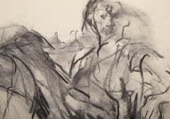 Portrait of a Man, Abstract Expressionist Graphite on Paper by Bruce Tippett