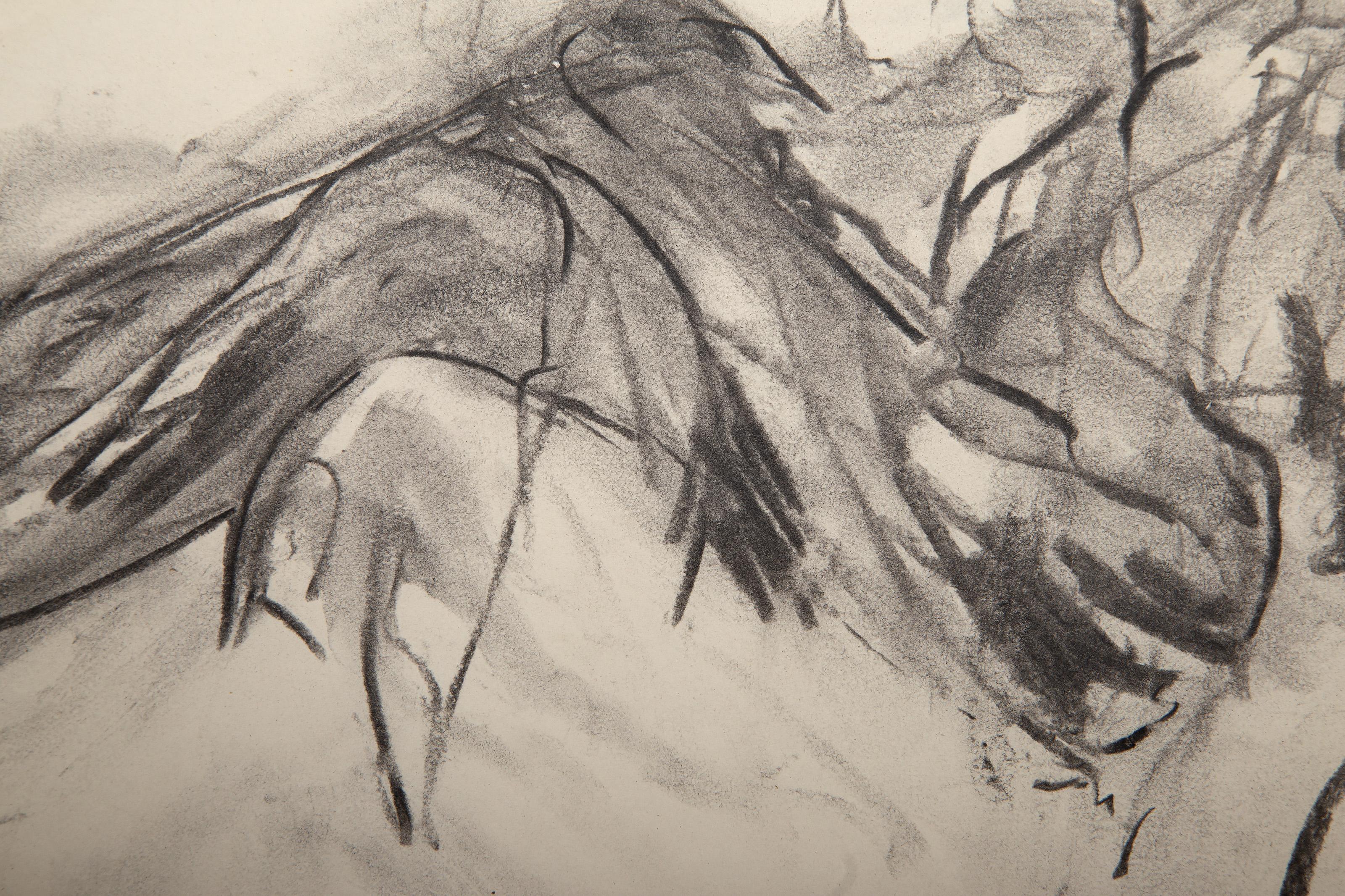 Portrait of a Man, Abstract Expressionist Graphite on Paper by Bruce Tippett For Sale 2