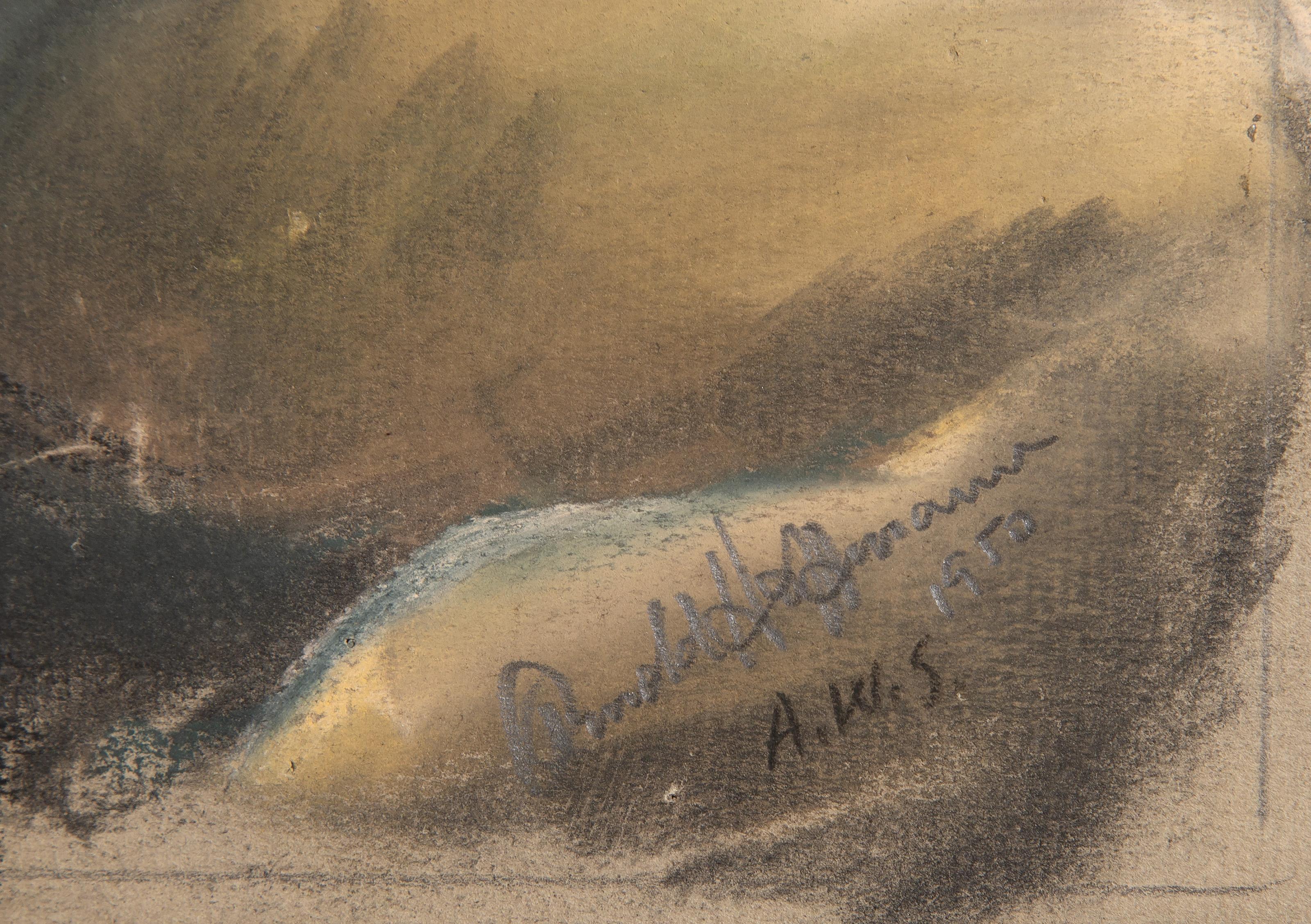 Donna nuda con lenzuola, pastello moderno su carta vergata di Arnold Hoffmann, Sr. in vendita 2