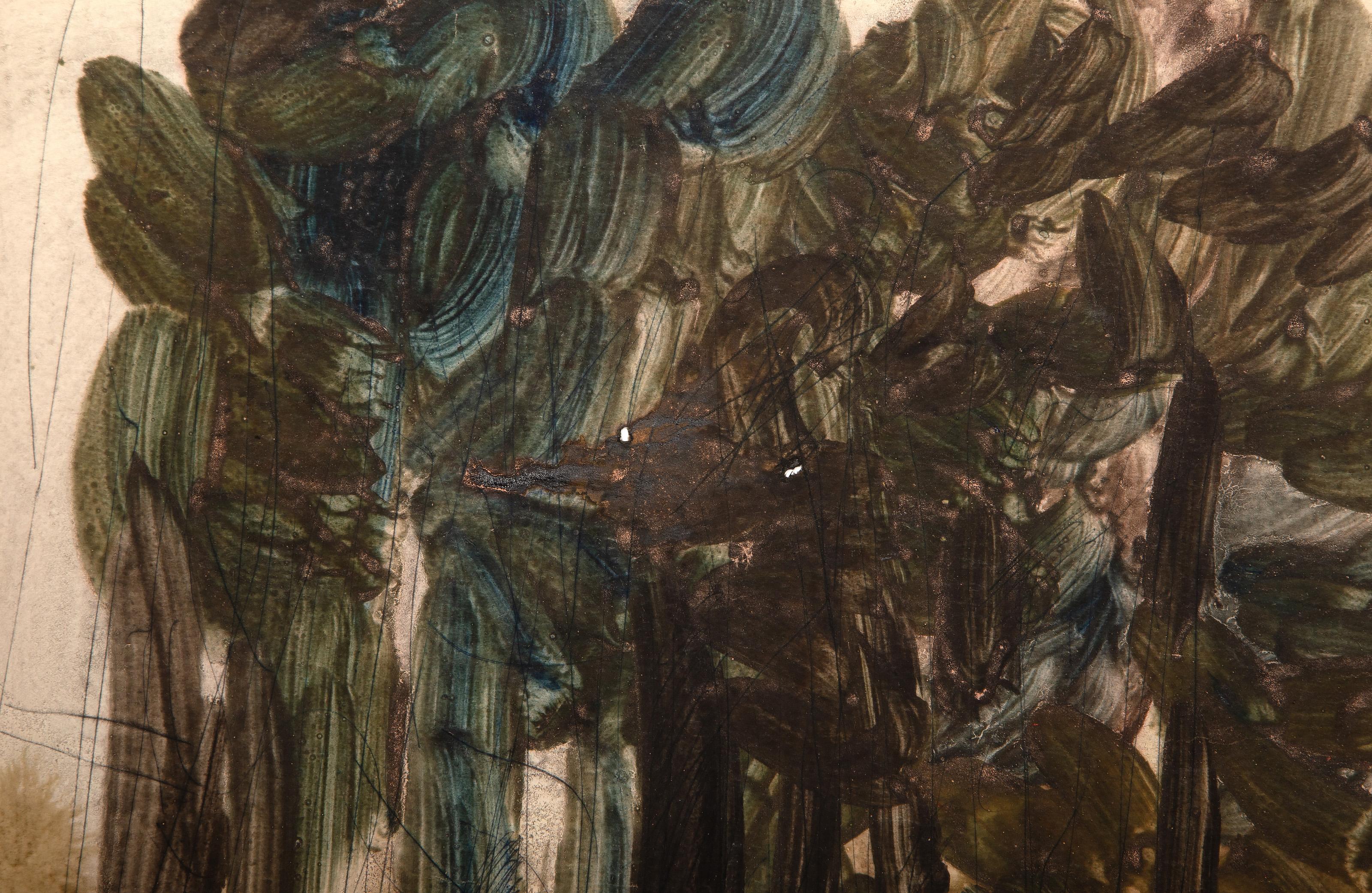 Trees, Abstrakt-expressionistische Gouache auf Papier von Robert Andrew Parker im Angebot 1