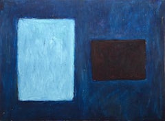 Cuadrado azul, cuadrado negro, Crayón al óleo moderno sobre papel de Peter Pinchbeck
