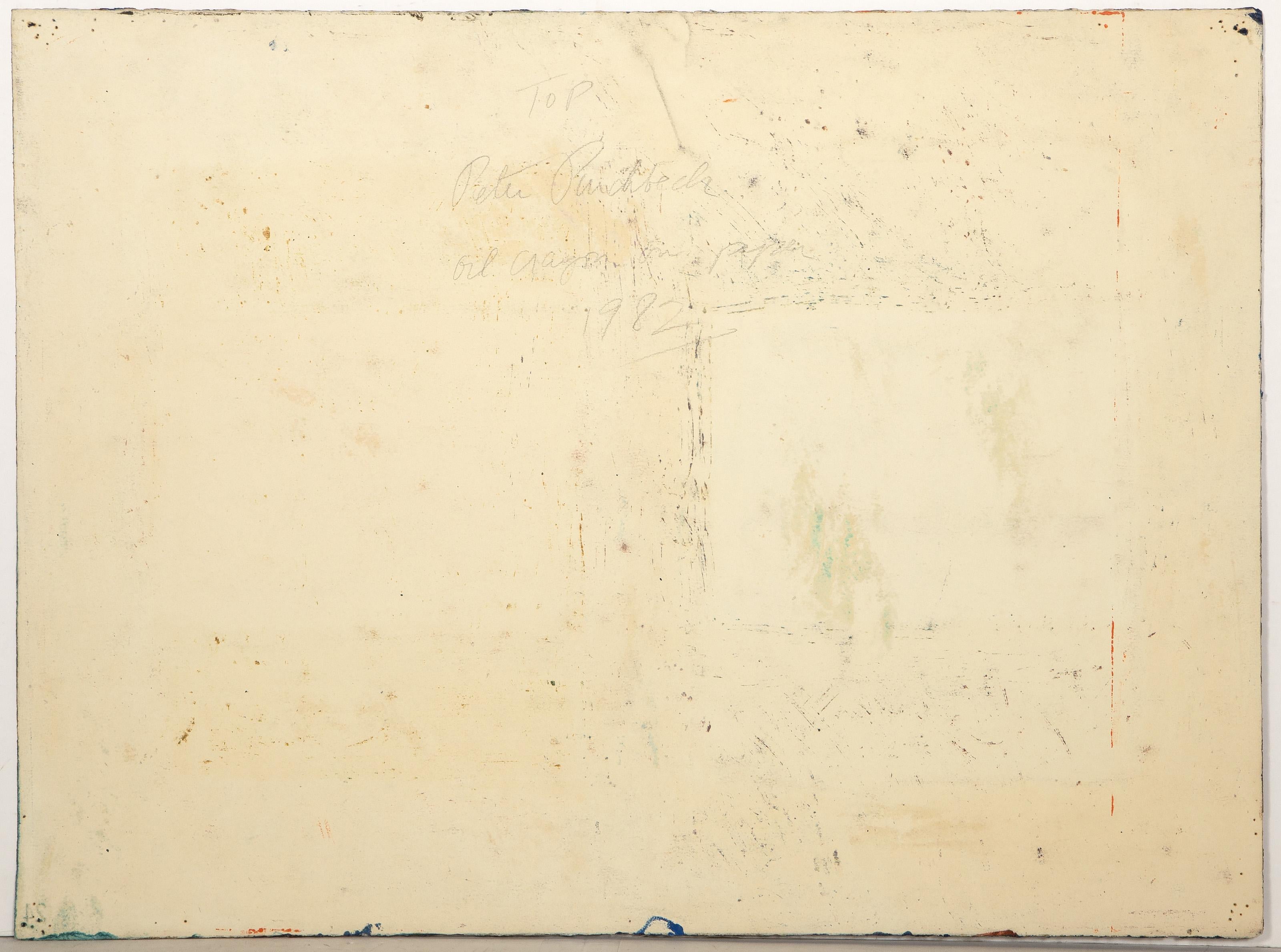 Blue Square, Black Square, Modern Oil Crayon on paper by Peter Pinchbeck For Sale 3