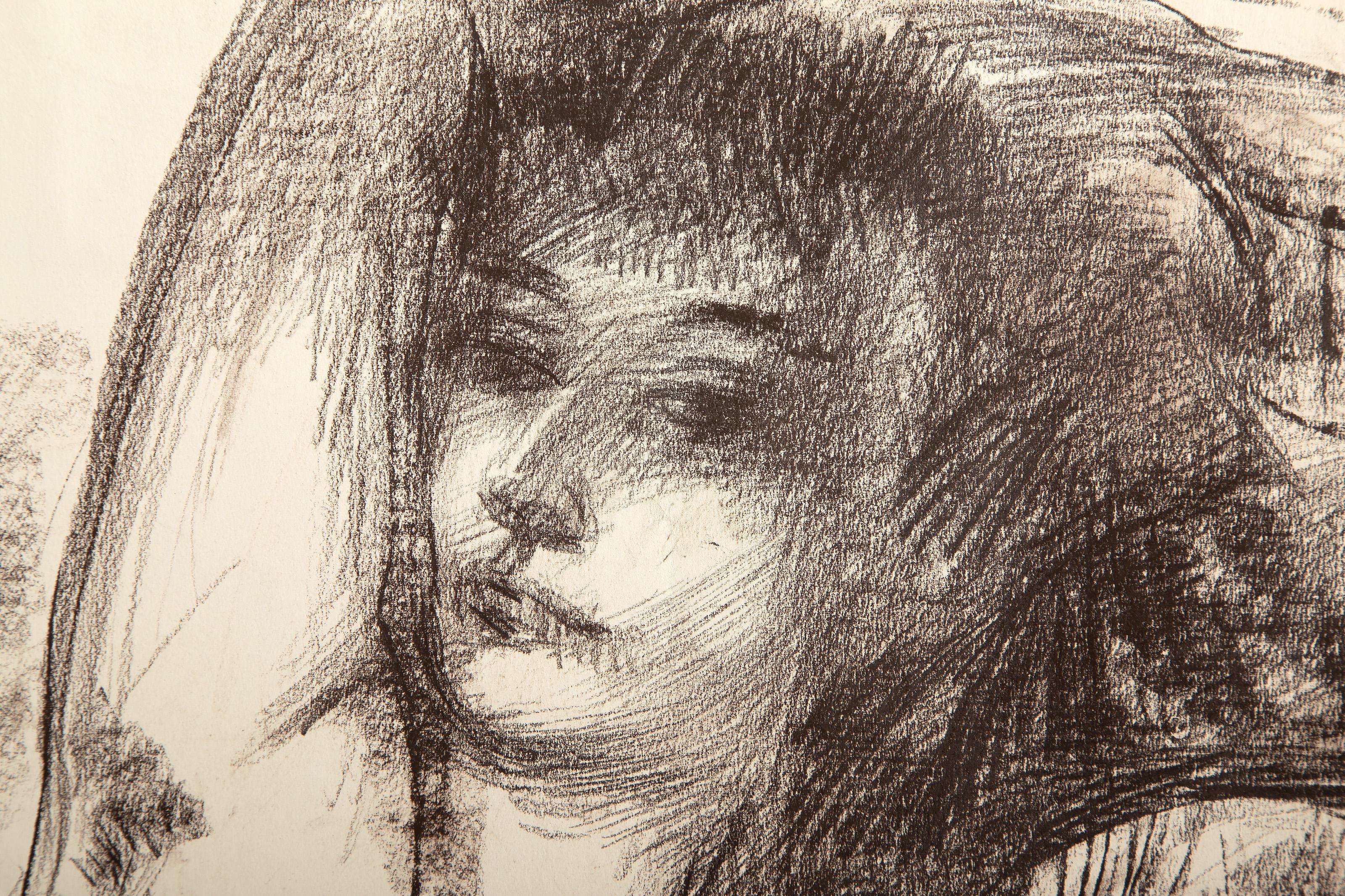 Seated Nude, Modern Charcoal on Paper by Sidney Simon For Sale 1
