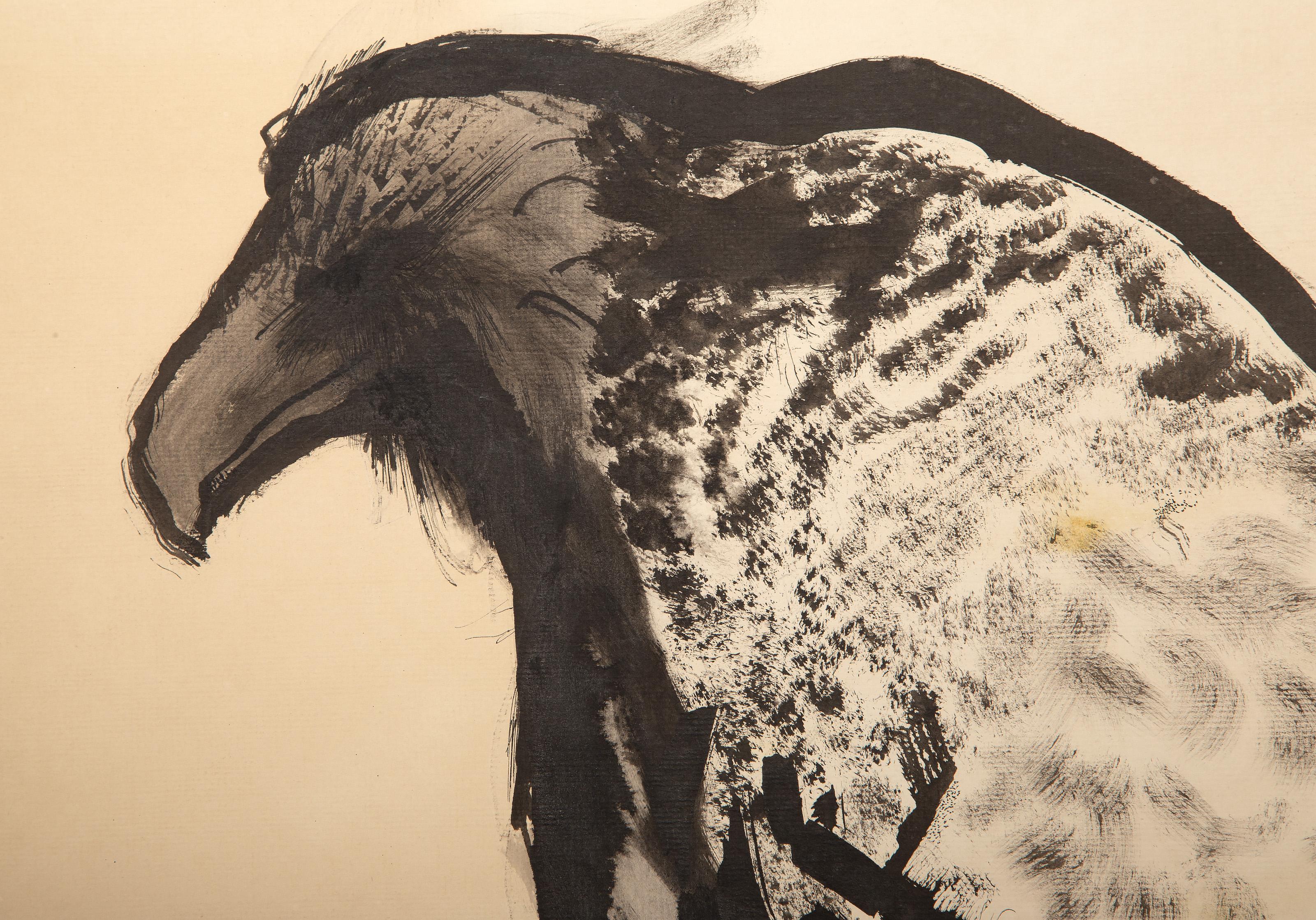 Vulture, Surrealistisches Aquarell und Tinte von Aubrey Schwartz im Angebot 1