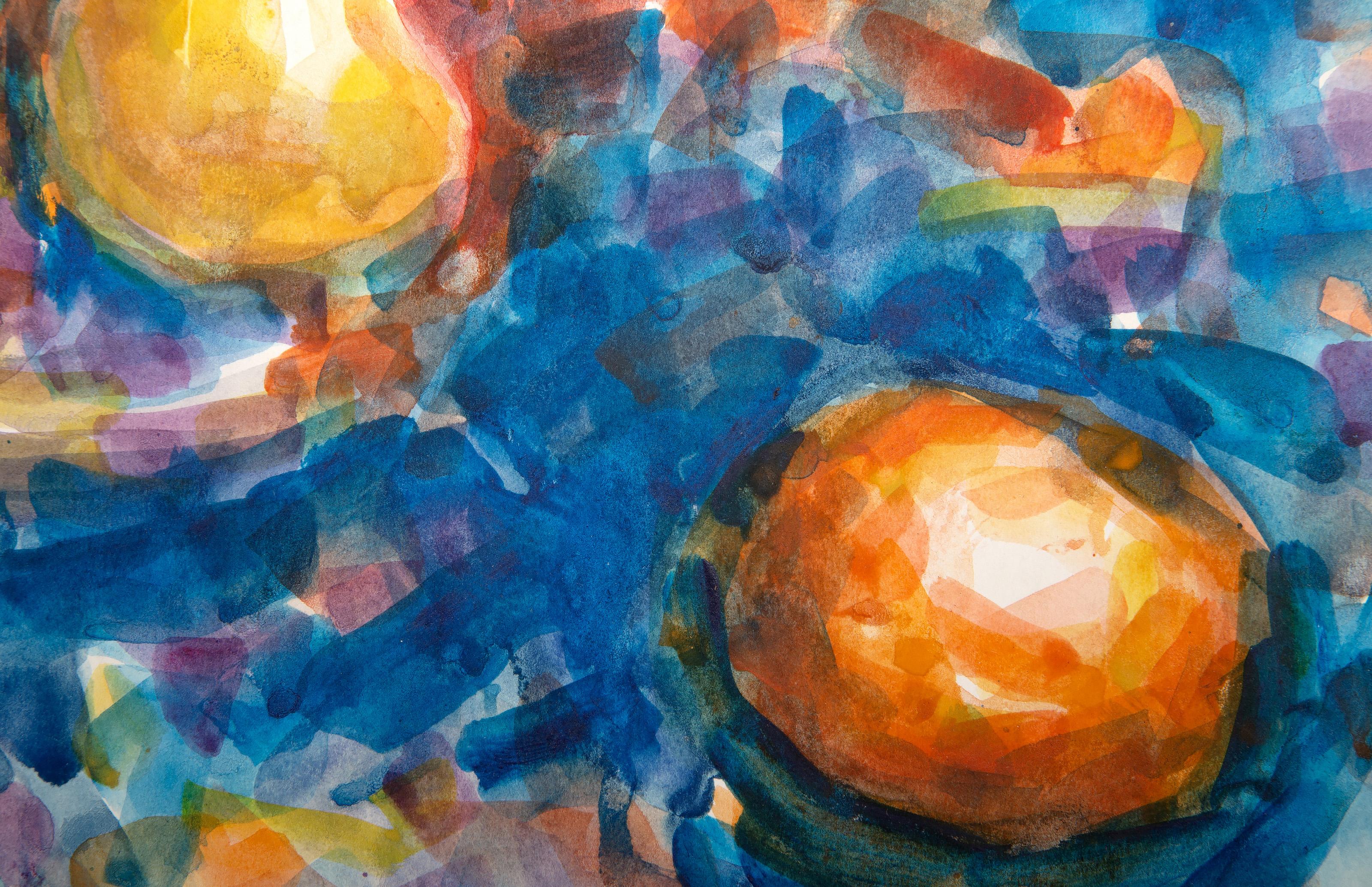 Trois fruits, aquarelle moderne sur papier de John Urbain en vente 2