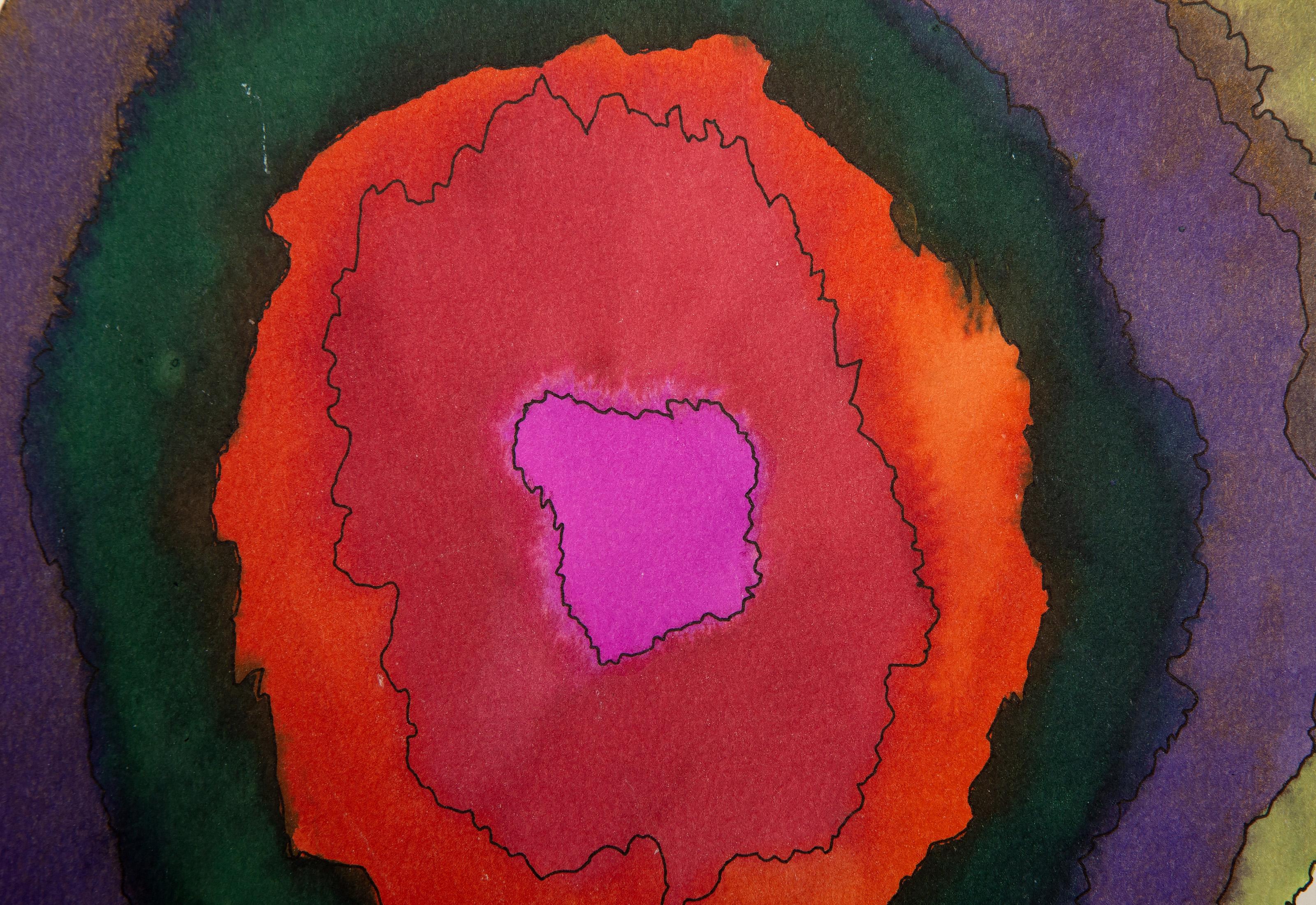 Geode, Modern Watercolor and Ink on Paper by G Sinclair For Sale 2