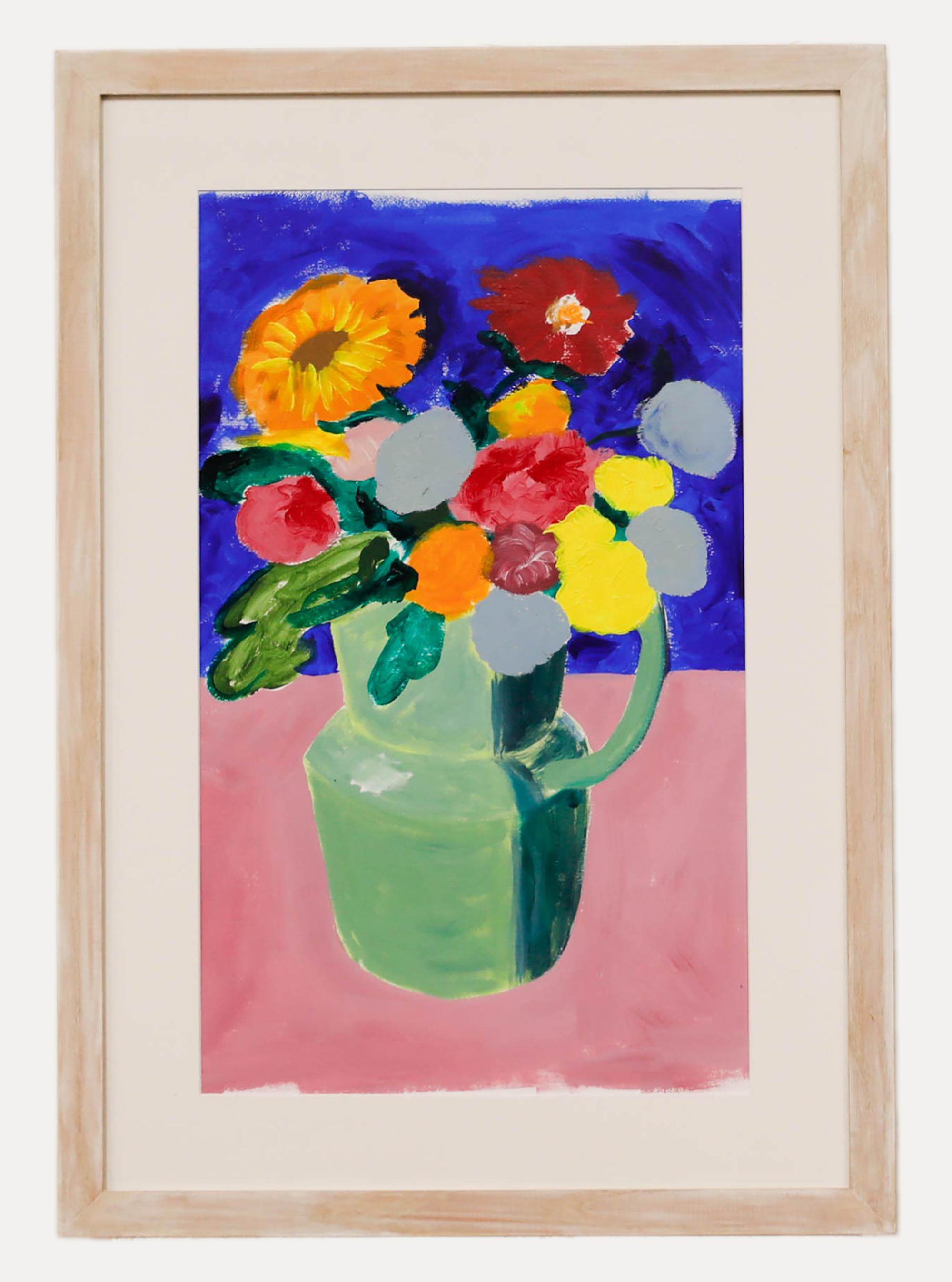 Still-Life Unknown - Sian The - Gouache contemporaine, un bouquet audacieux