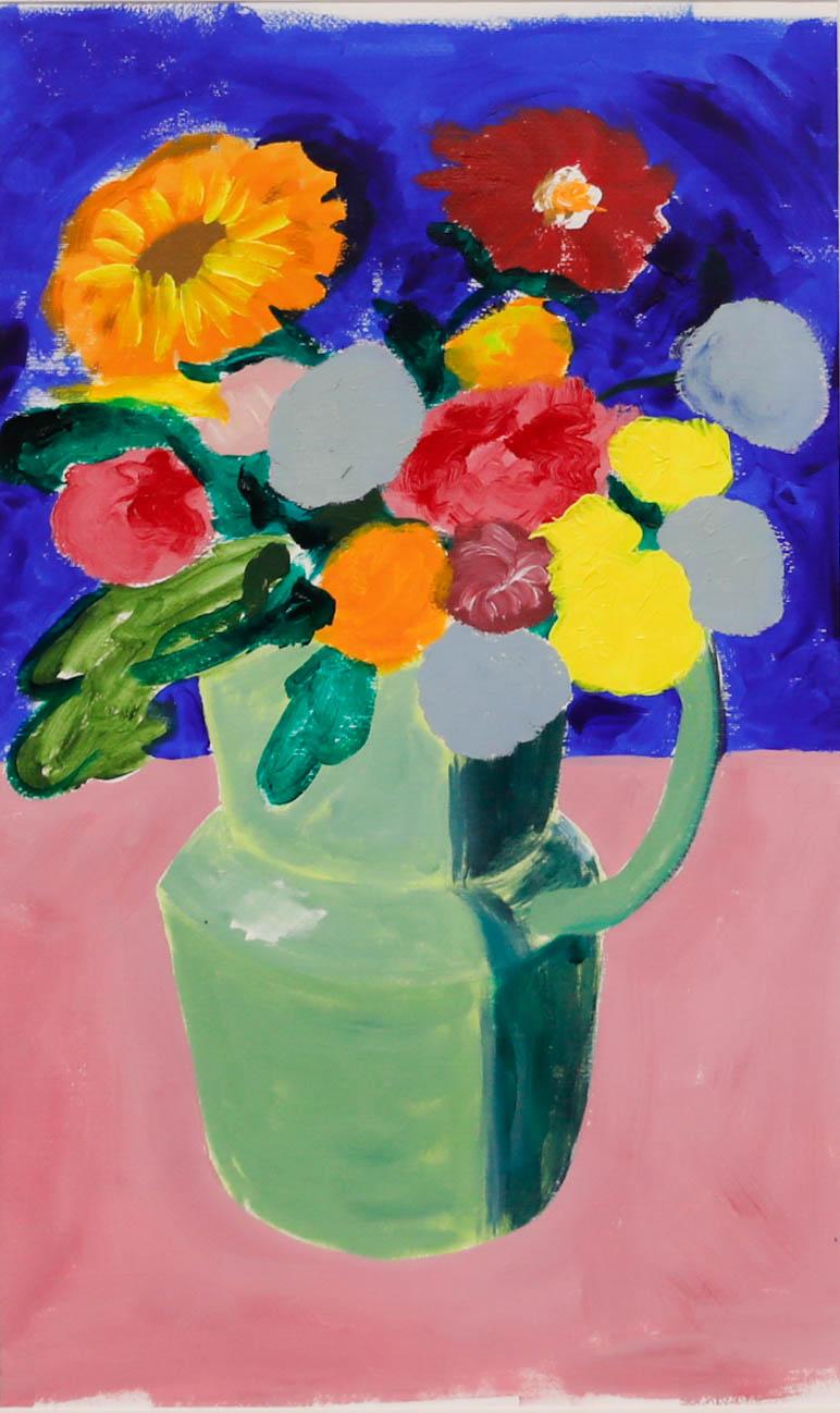 Sian The - Gouache contemporaine, un bouquet audacieux - Art de Unknown