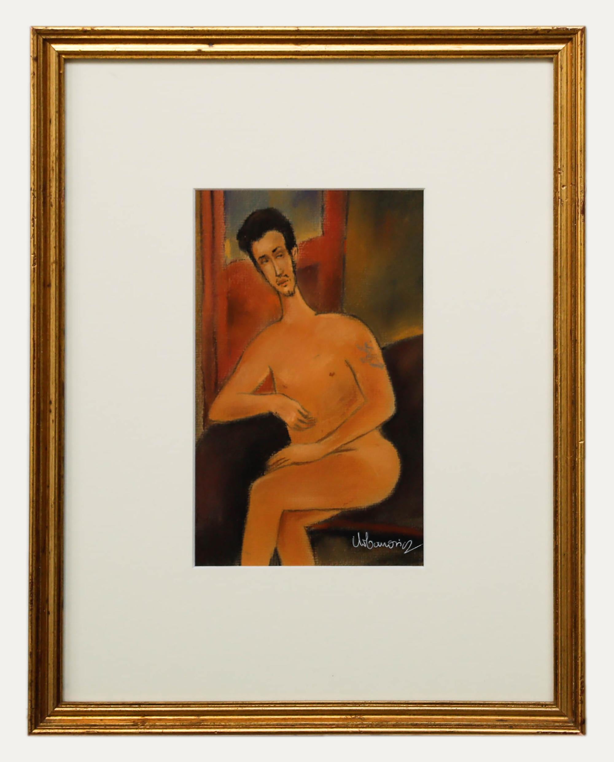 Nude di Unknown - Urbanovicz - Pastello del XX secolo, Nudo maschile